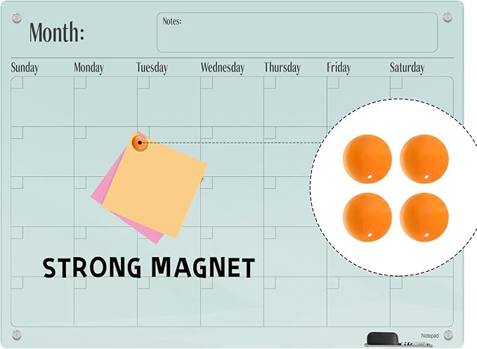 Magnetic Glass Dry Erase Board Calendar- White Board 48 x 36 Inch Wall Mounted - Image 4