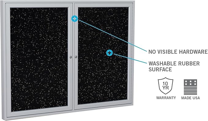 Ghent 48" x 60" 2-Door indoor Enclosed Recycled Rubber Bulletin Board, Shatter - Image 4