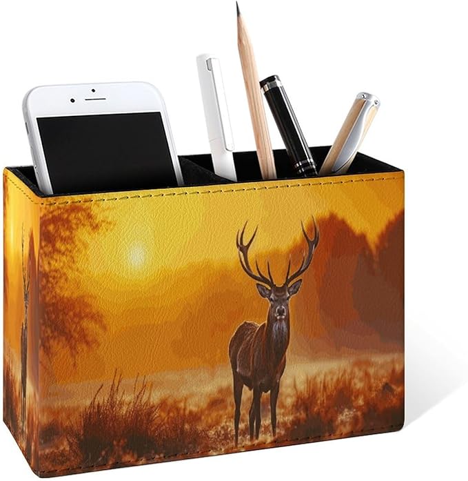 Famame Fall Deer Sunset Pencil Holder by Famame