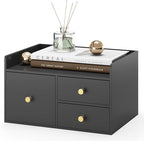Bamboo Desk Organizer with Drawers Wooden Desktop Storage Drawers by Unknown