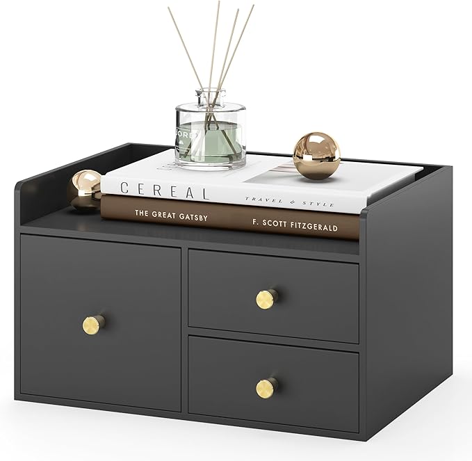 Bamboo Desk Organizer with Drawers Wooden Desktop Storage Drawers by Unknown
