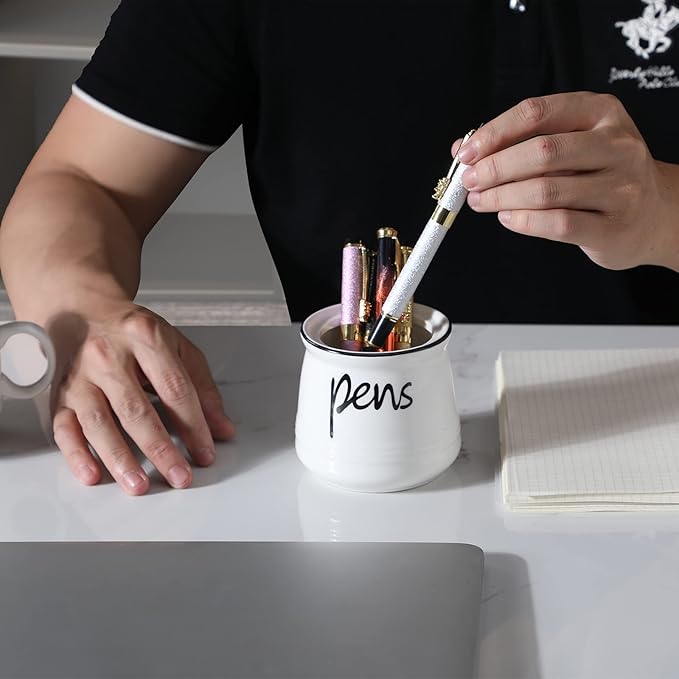 ONTUBE Porcelain Pens Holder Stand, Ceramic Pencils Holder - Image 7