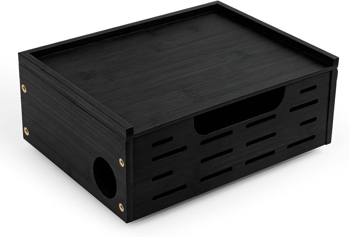 Wooden Cable Management Box - A Stylish Cable Storage Box, Suitable for Power...