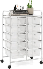 LDAILY 10 Drawer Rolling Cart, Storage Cart Organizer on Wheels, Drawer Cart by LDAILY