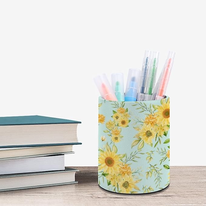 DIYYAO Personalize Sunflower Pattern Circular Pen Holder - Image 6