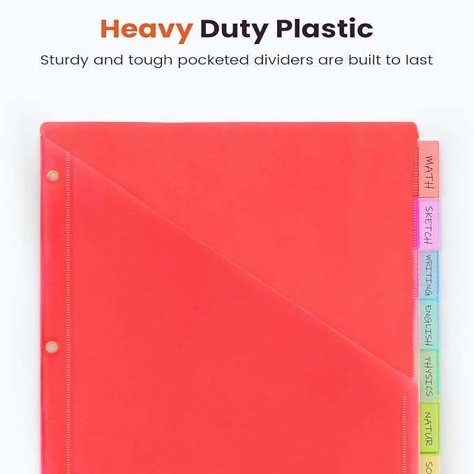 Sooez 8 Count Dividers with Pockets, 8 Tabs Binder Dividers - Image 5