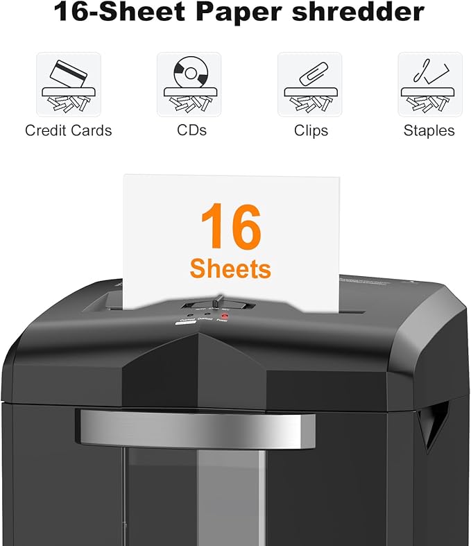 Bonsaii 16-Sheet Micro-Cut Paper Shredder 60-Minute Heavy Duty Office Use - Image 4