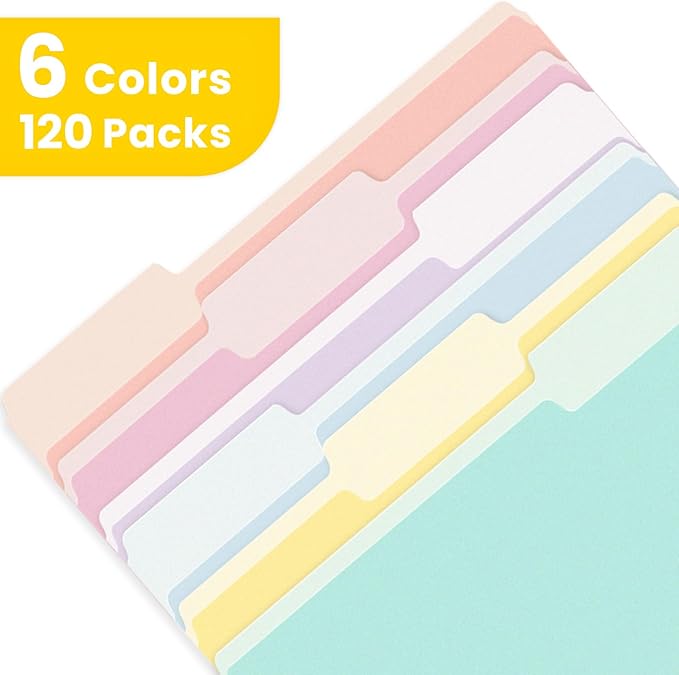 SUNEE File Folders, 120 Pack Manilla Folders 8.5 x 11, Colored File Folders - Image 4