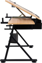 Adjustable Height Drafting Desk Drawing Table Tiltable Tabletop for Reading, Writing Art Craft w/Stool and Drawers