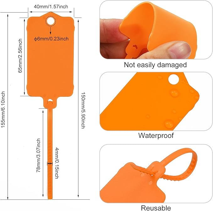 100pcs Blank Plastic Tags for Labeling Reusable Hanging Tags Ties Key Tag - Image 3