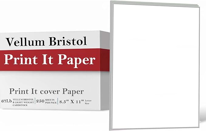 Print It - Vellum Bristol Colored Cardstock Cover Paper, 67 Lb, 8.5" X 11” by Unknown