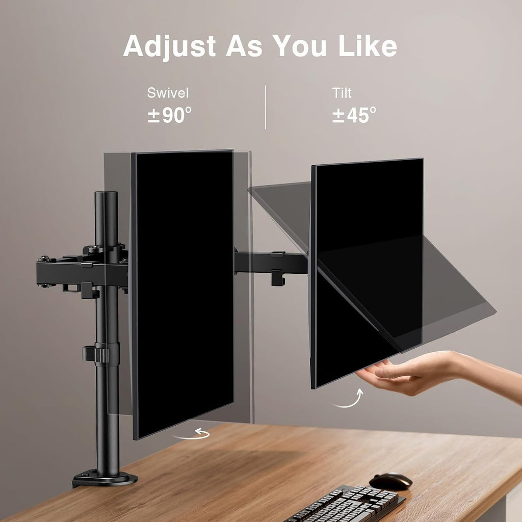 ergear dual monitor stand, heavy duty adjustable monitor, side view