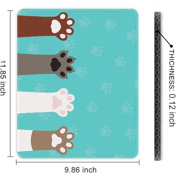 Auhoahsil Mouse Pad, 12 x 10 in Cute Cat Paws Theme Computer Mouse Pad - Image 7