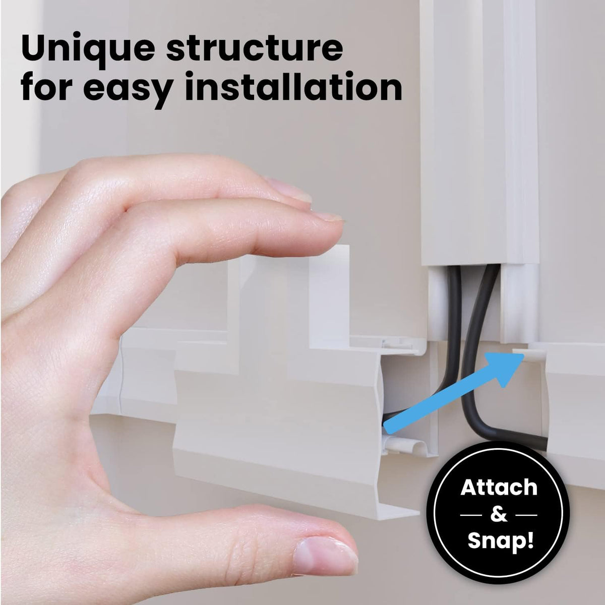 EVEO Cable Hider Wall 306” - Cable Raceway Cord Hider - Wire Covers for Cords...