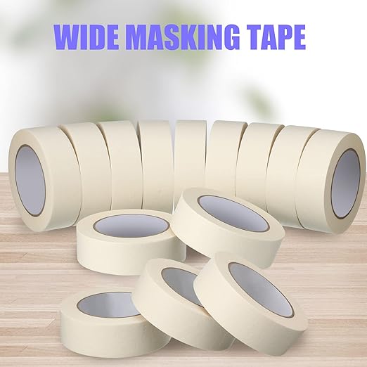 Fainne 18 Rolls Masking Tape Bulk 1.41 Inch Beige Wide Thin White Color - Image 5