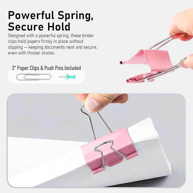 WORPSON 408 PCS Binder Clips Paper Clamps Assorted Sizes and Push Pins - Image 6