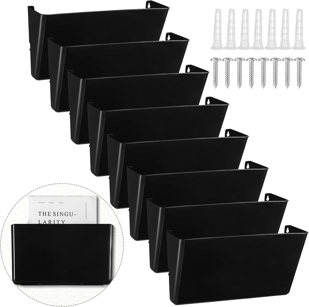 Colarr 8 Pcs Wall File Holder Organizer Plastic Wall Mount Mail Organizer