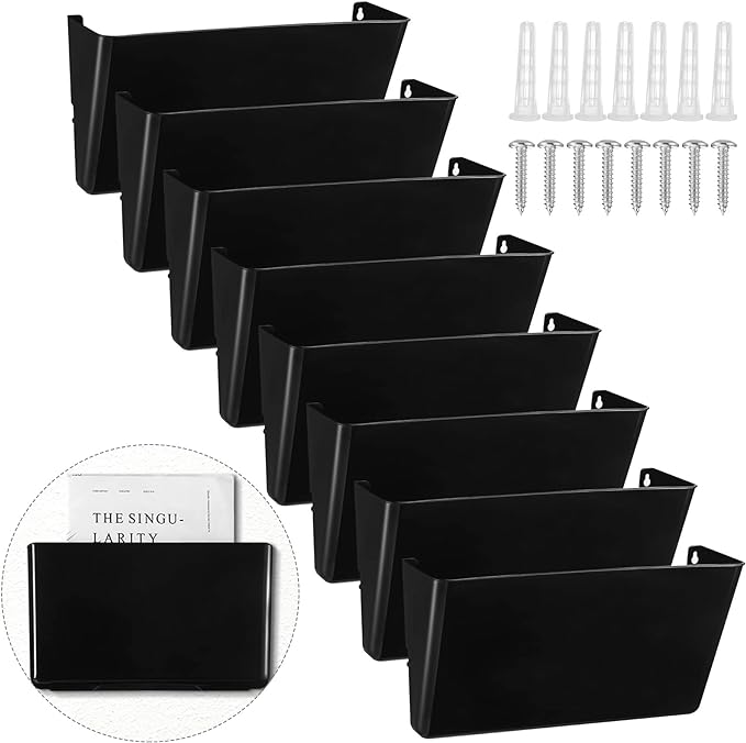 Colarr 8 Pcs Wall File Holder Organizer Plastic Wall Mount Mail Organizer by Colarr