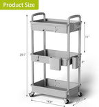 Sorgion 3 Tier Rolling Cart Organizer, Laundry Room Bathroom Organizers and - Image 3