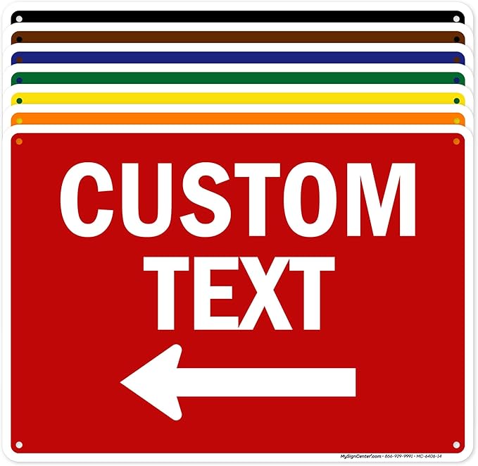 Custom Arrow, Custom Directional Sign, Left Arrow, 10x14 Inches, 55 mil thick by MySignCenter