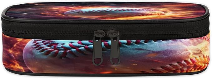 Pardick Pencil Case，Baseball Fire Big Capacity Pencil Pouch Coin Pouch - Image 3
