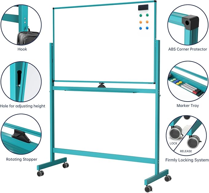 TSJ OFFICE Large Rolling Whiteboard - Image 3