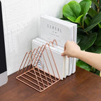 Sooyee 9 Slot Rose Gold Magazine Holder, Desktop File Sorter Organizer Triangle - Image 3