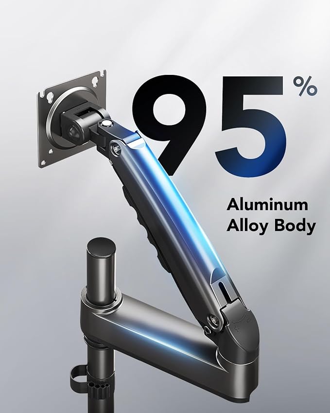 HUANUO Single Monitor Arm for 13-32 inch Screens, Holds 19.8lb, Adjustable - Image 3