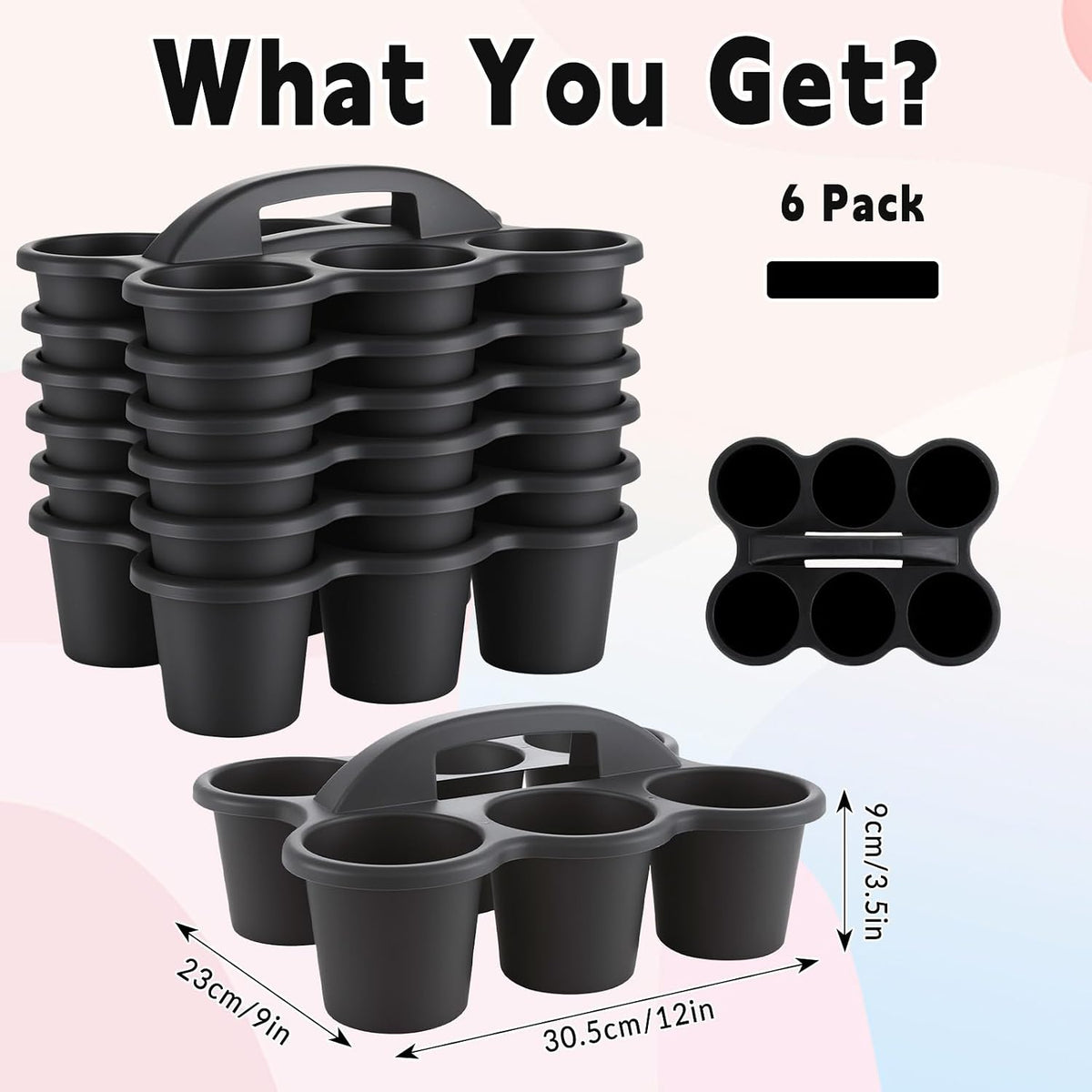 gisgfim 6 Pack Classroom Caddy Organizer with Handle, 6 Compartments, Black