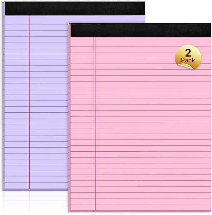 Roneky Legal Pads 8.5 x 11 Colored Note Pads, 2 Pack Notepads 8.5 x 11 Lined by NotePads