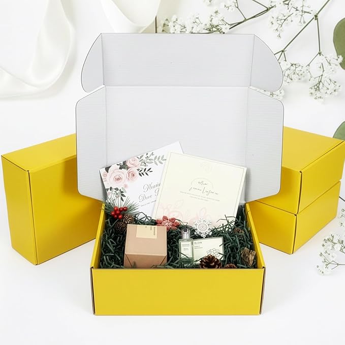 PHAREGE 12x9x4 inch Gift Shipping Boxes Bulk 6 Pack Yellow, Tab Lock Tuck Top - Image 3