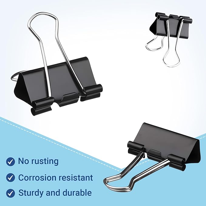 60 PCS Large Binder Clips – 2Inch 51mm Big Black Metal Paper Clamps, Extra - Image 2