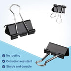 72 PCS Medium Binder Clips – 1.6Inch Heavy Duty Black Metal Paper Clamps - Image 2