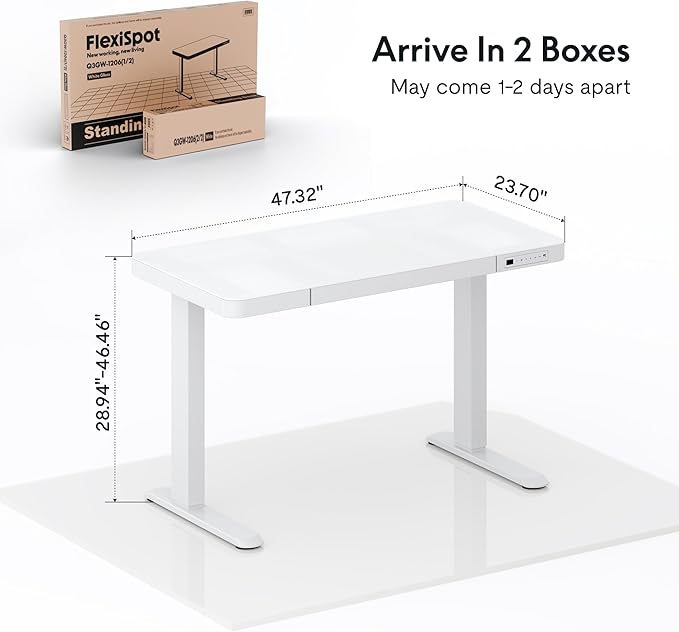 FLEXISPOT Comhar Electric Pure Glass Standing Desk - Image 3