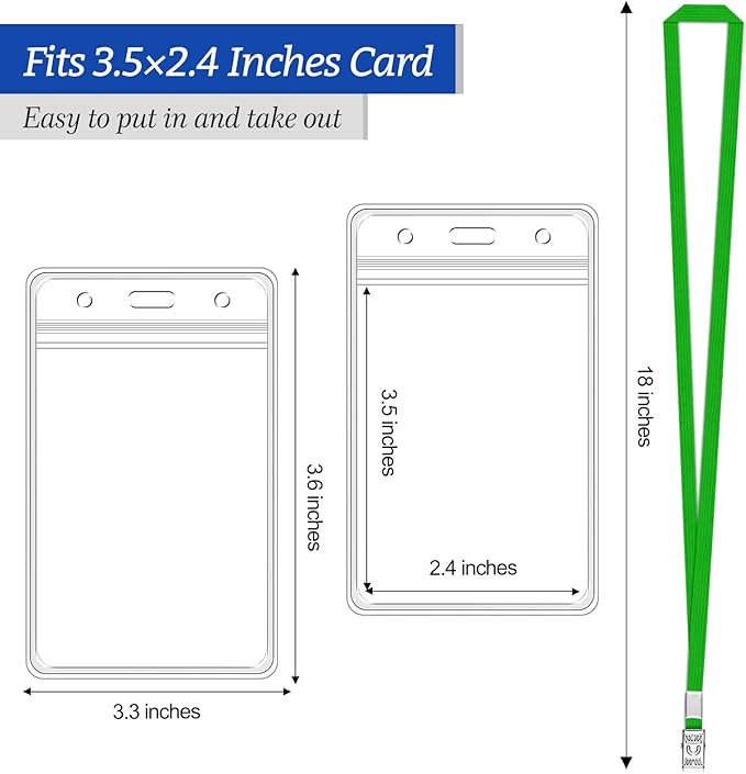 100 Pcs Clear Vertical Badge Id Card and 100 Pcs Lanyard, Reusable Lanyards - Image 2
