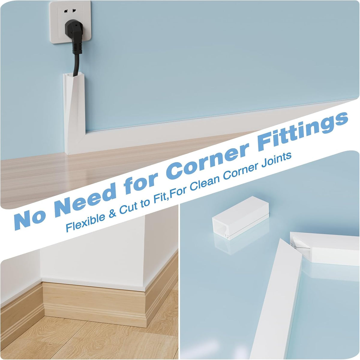118" Silicone Cord Hider for 2-3 Cords, Self-Adhesive Large Wall Cord Cover