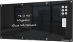 J&J worldwide Glass Whiteboard 8' x 4', Magnetic Black Glass Dry Erase Board by JJworldwide