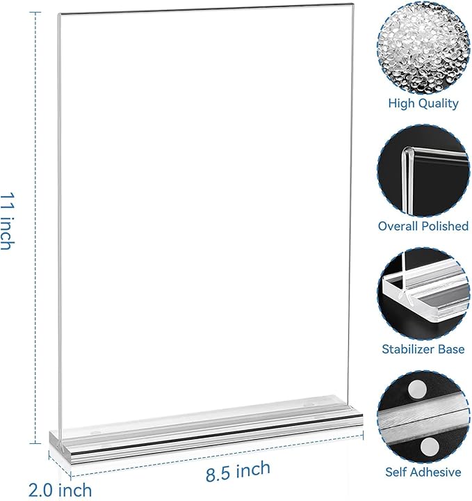 EHWINE 10 Pack 8.5 x 11 Acrylic Sign Holder - Image 4