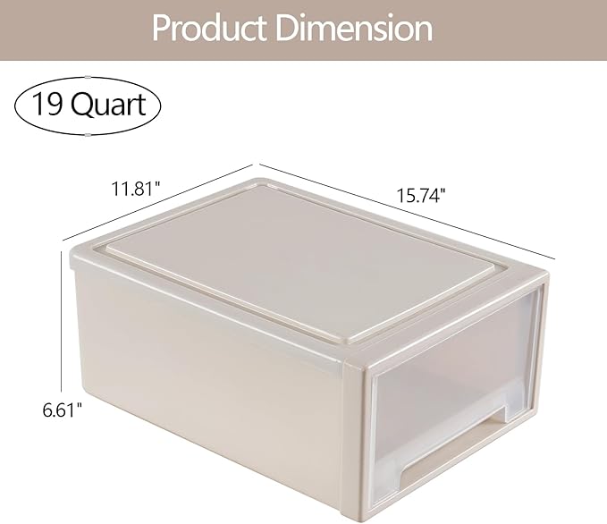 Buyitt 4-Pack 19 Quart Stacking Drawer, Stackable Modular Plastic Drawers - Image 3