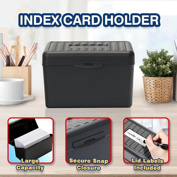 H4D 4x6 Index Card Holder with 100 Heavyweight Ruled Index Cards and 25 Plastic - Image 3
