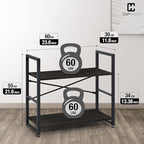 CAPHAUS 2 Tier Small Bookshelf, 24 Inch Width Free Standing Shelf, Bookcase - Image 3