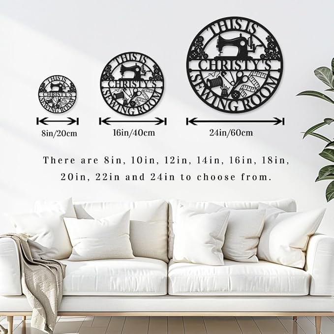 Personalized Metal Sewing Sign Wall Art Custom Sewing Room Name Signs Mother's - Image 5