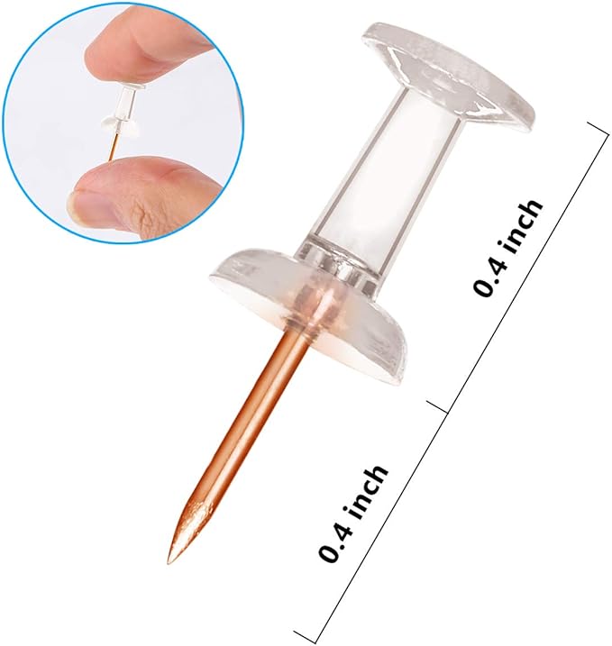 Yalis Push Pins 600 Count, Standard Rose Gold Pins Clear Thumb Tacks Steel - Image 2