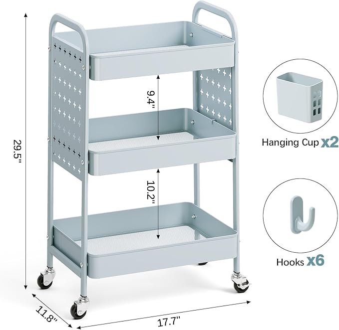 KINGRACK 3 Tier Rolling Cart - Image 2