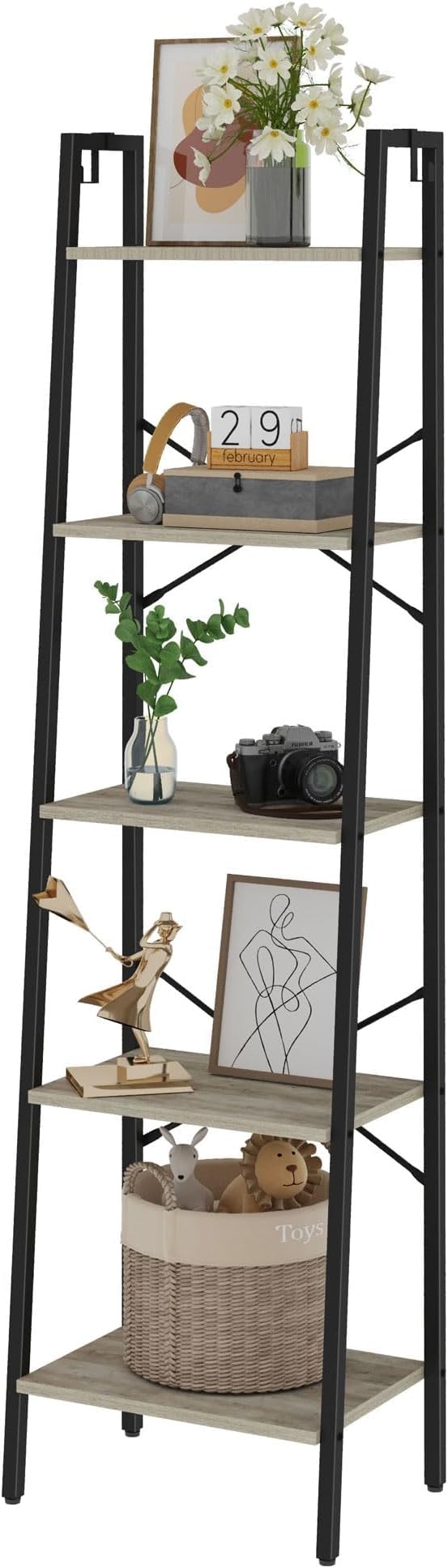 Hzuaneri Ladder Shelf, Bookshelf Bookcase, Freestanding Corner Storage Shelve - Image 8