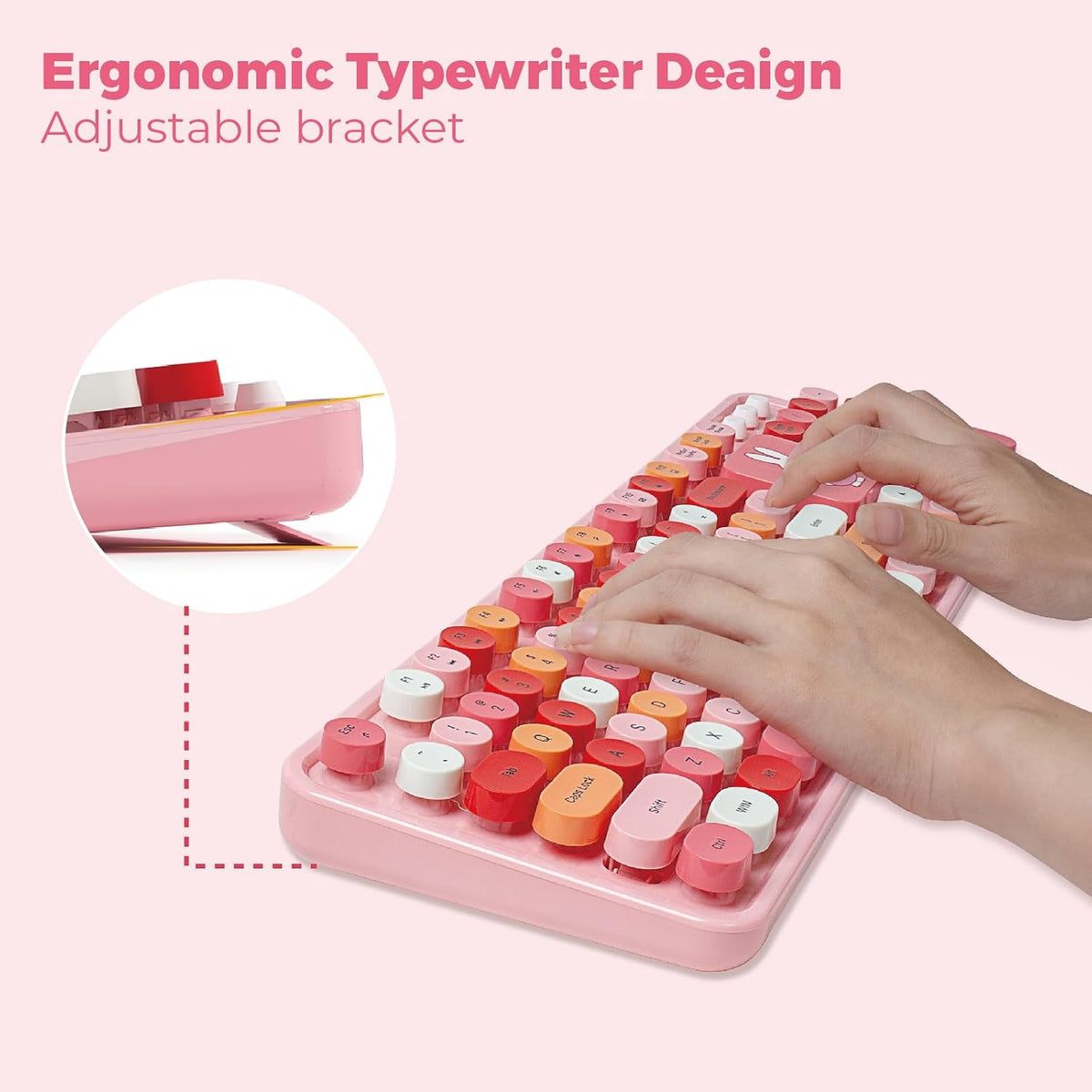 Miffy 104-Key Wireless Keyboard & Mouse Combo with Large Pink Desk Pad - ...