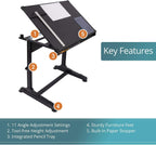 Stand Up Desk Store Adjustable Height and Angle Drafting Table Drawing Desk with Large Surface (Black Frame/Black Top, 40" W X 26" D)
