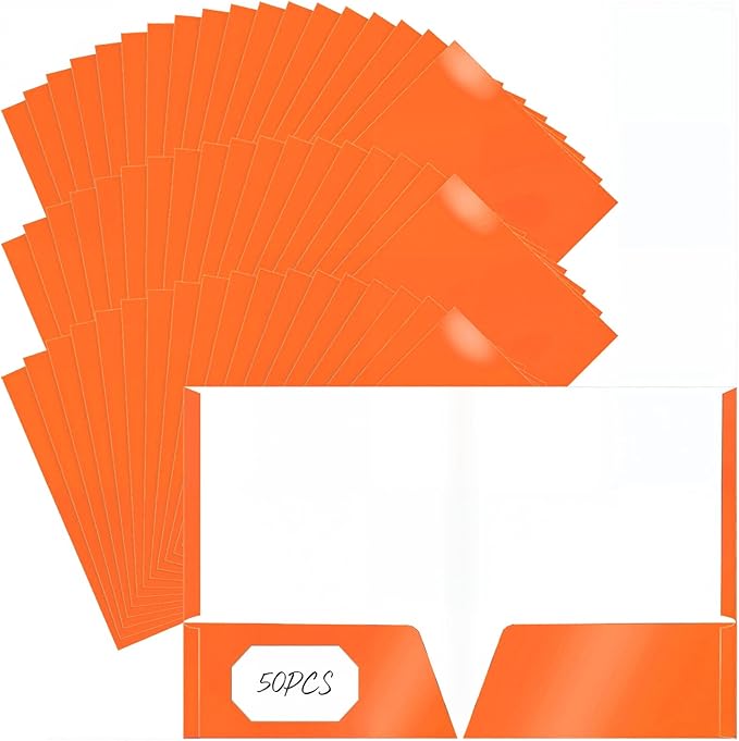 Jutom 50 Pcs 2 Pocket Glossy Paper Folders Glossy Paper Laminated Portfolios by Jutom