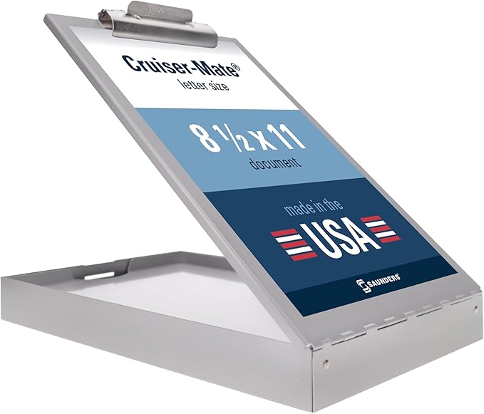 Saunders Metal Clipboard with Storage, Letter Size Paper Organizer, Steel Clip by Saunders