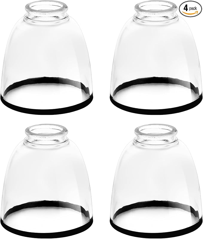 Eidonta 4 Pack Clear Glass Shade Replacements, Bell Shaped Glass Shade Covers by Eidonta